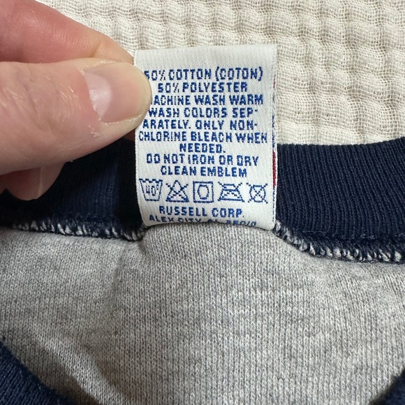 Vintage Russell Athletic Blank Crewneck Sweatshirt XL Made USA Colorblock 90s - Picture 3 of 8